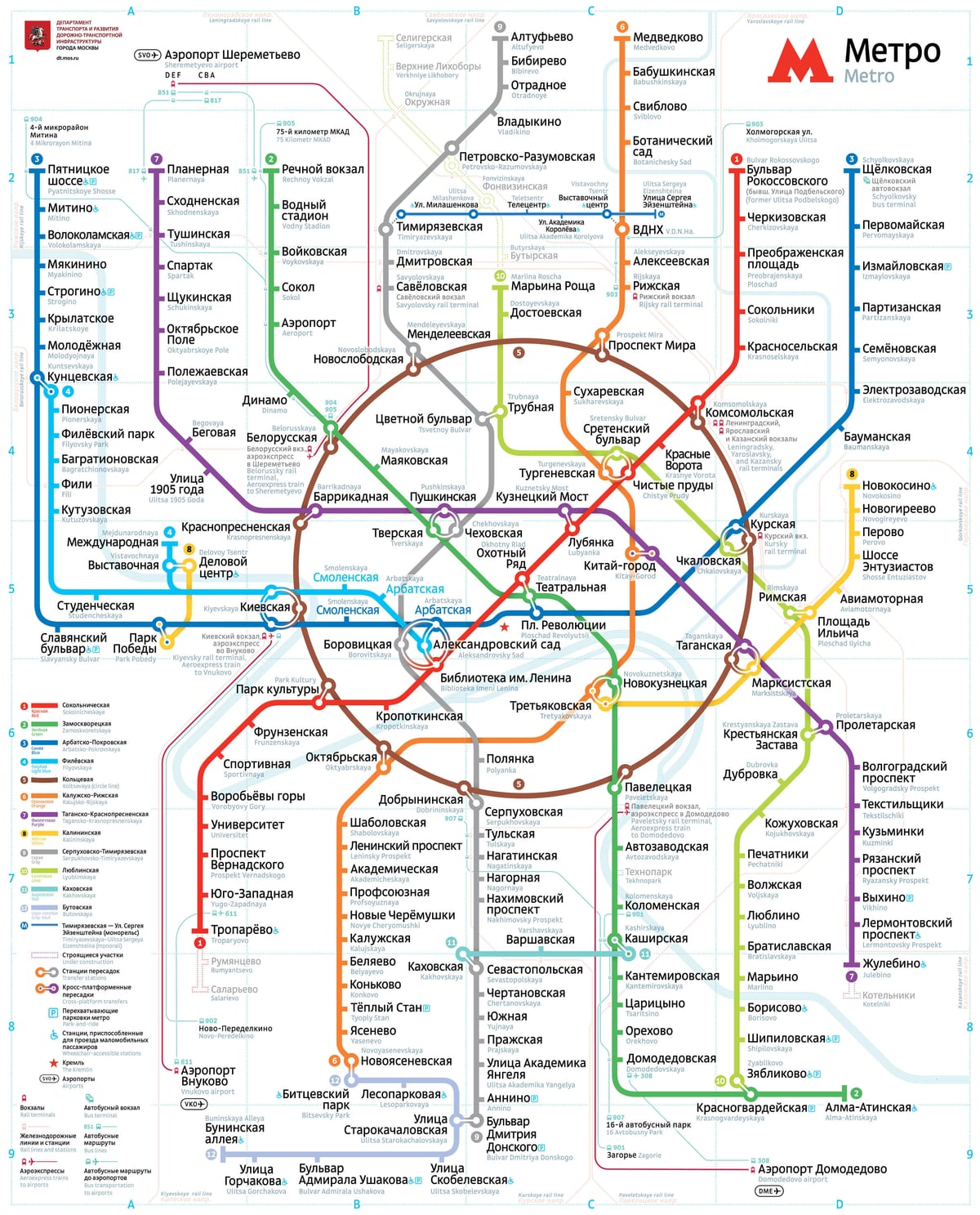 Mapa de la red del metro de Moscú (Moskovski Metropoliten)